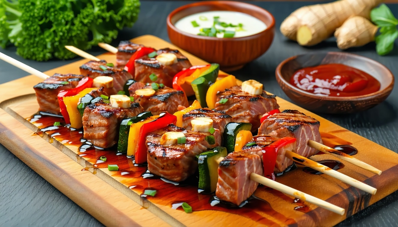 teriyaki ginger tuna skewers