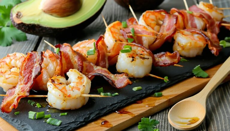 bacon-wrapped shrimp and scallops