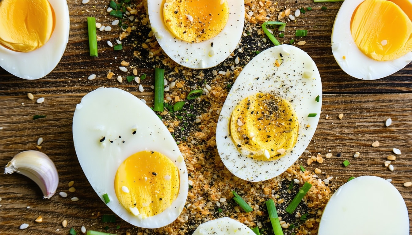 hard-boiled eggs with everything bagel seasoning