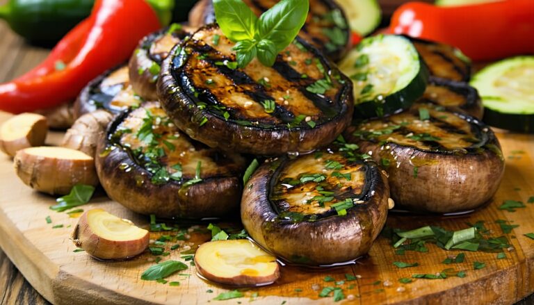 ginger-marinated grilled portobello mushrooms