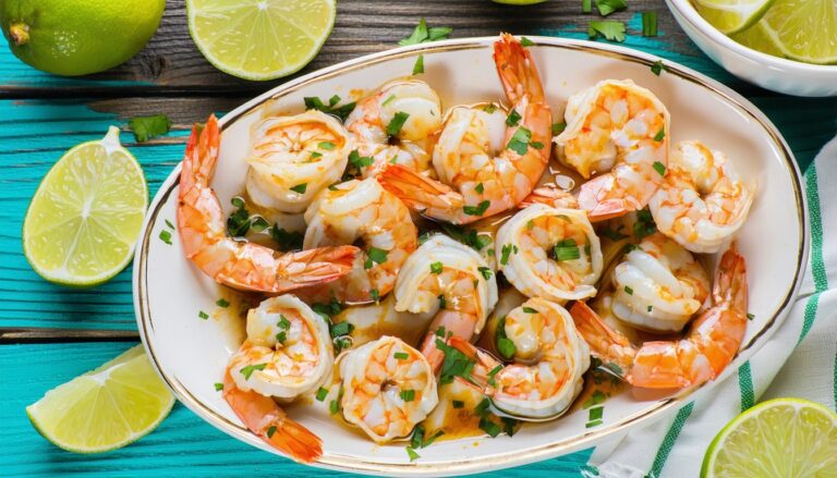 shrimp marinated in lime juice and dijon mustard