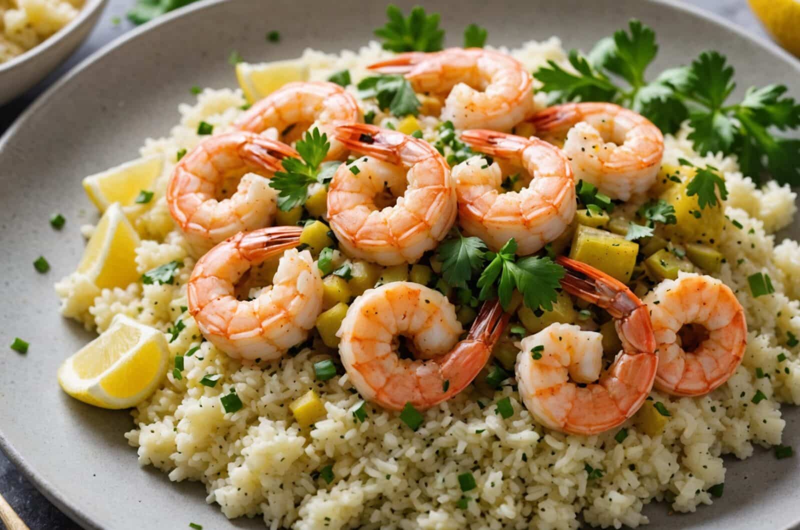 Paleo Diet Recipes for Creamy Garlic Shrimp With Cauliflower Rice