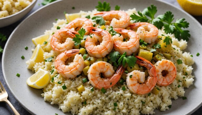 creamy garlic shrimp with cauliflower rice