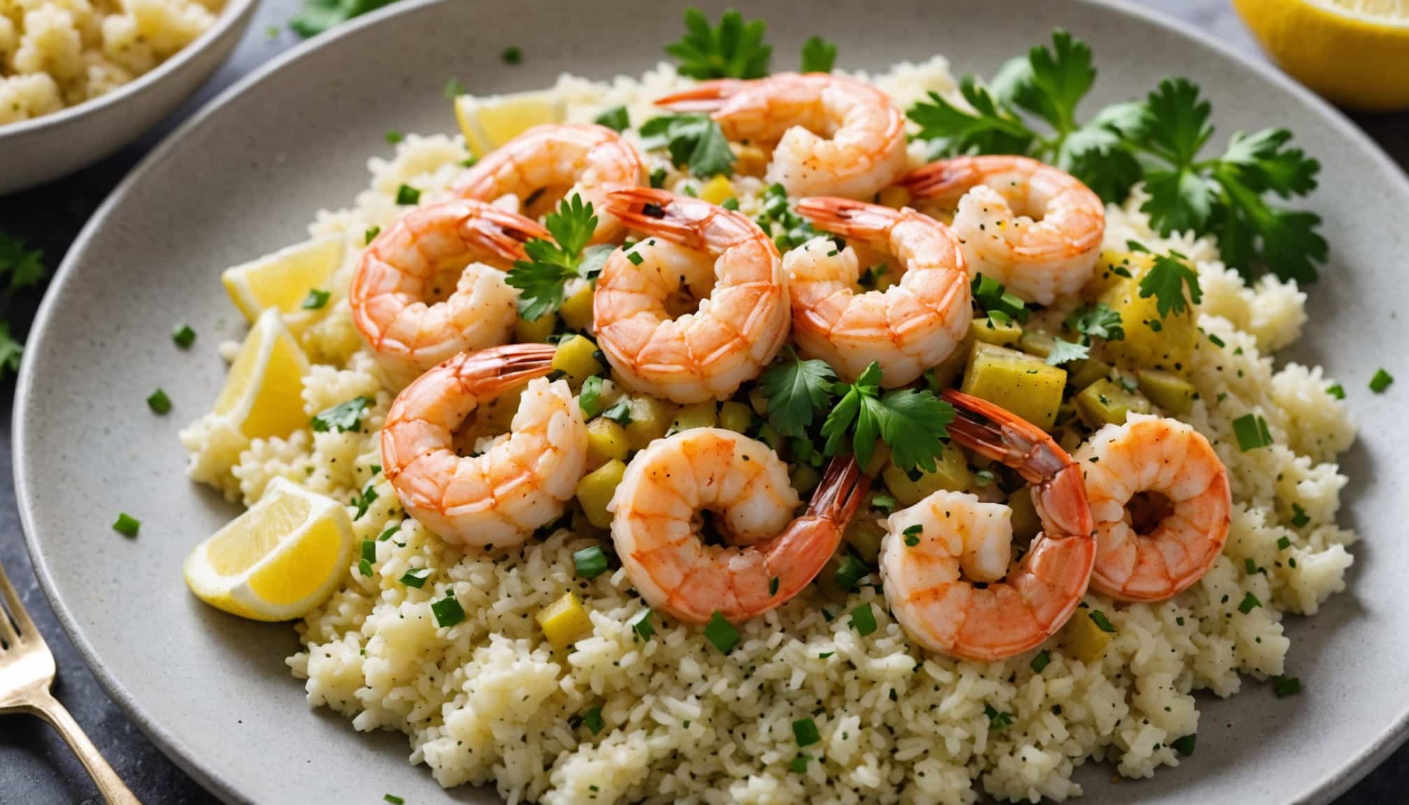 creamy garlic shrimp with cauliflower rice