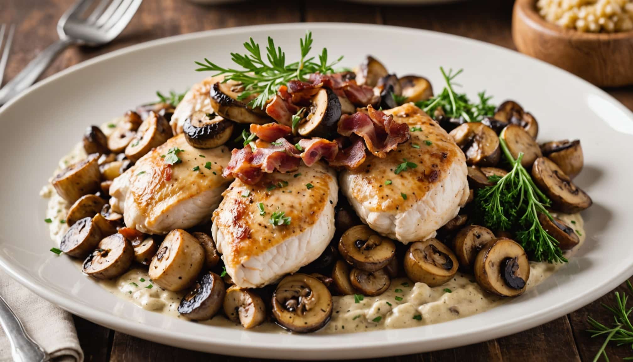 creamy paleo chicken with bacon and mushrooms