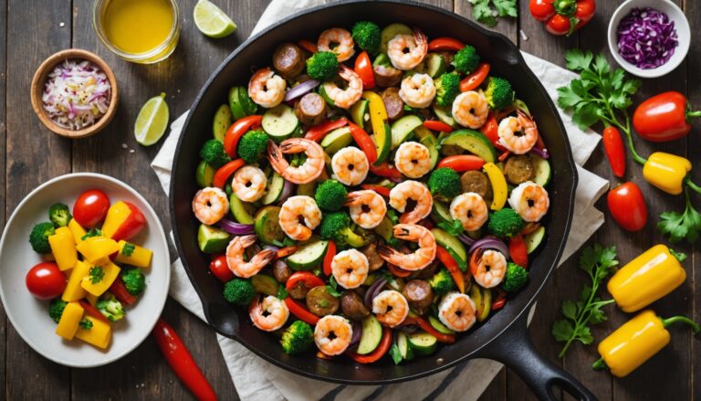 shrimp and sausage paleo skillet