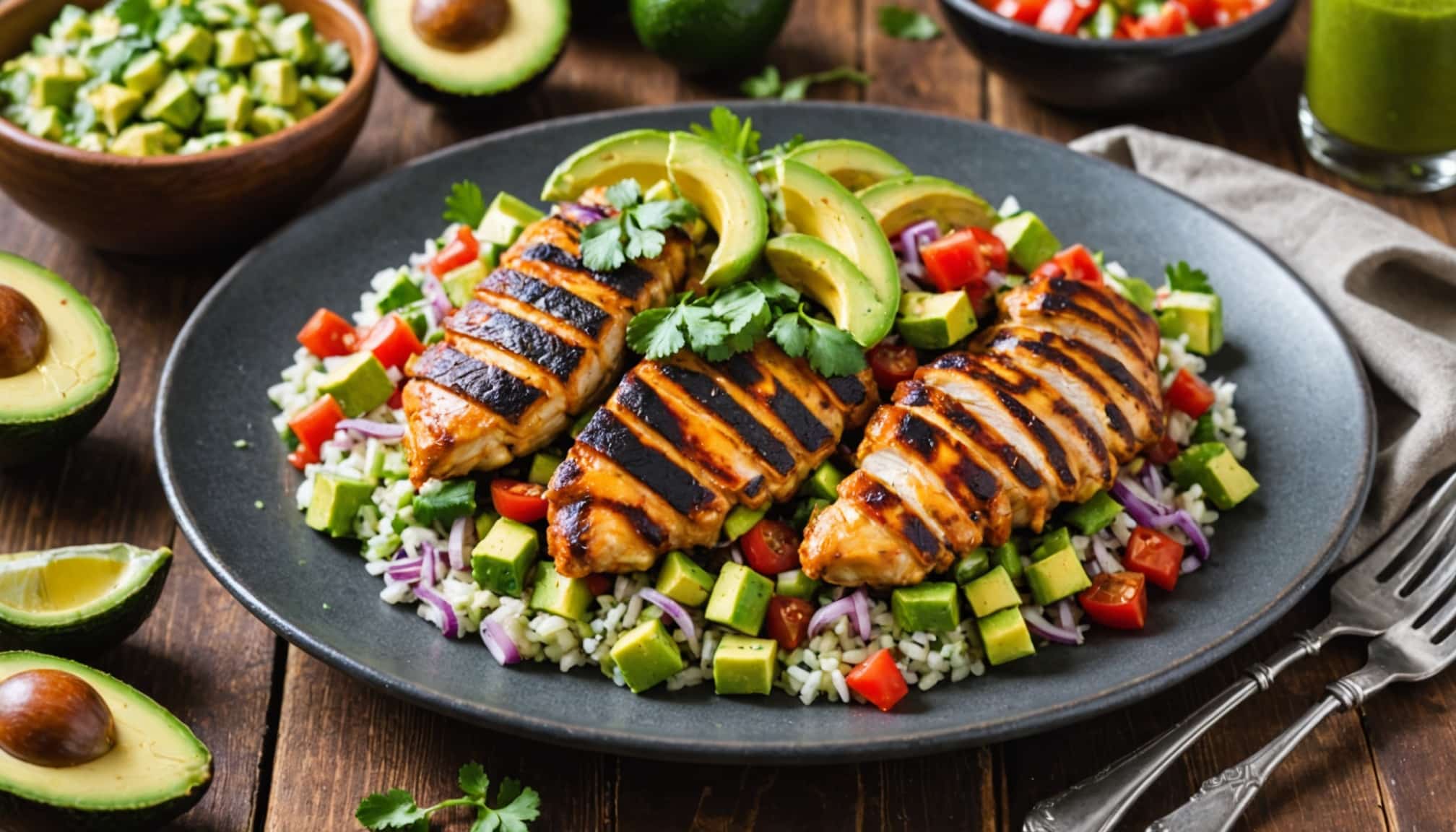 chili lime chicken with avocado salsa