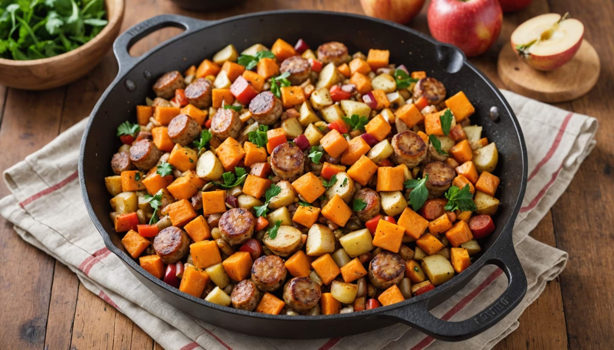 chicken apple sausage sweet potato hash