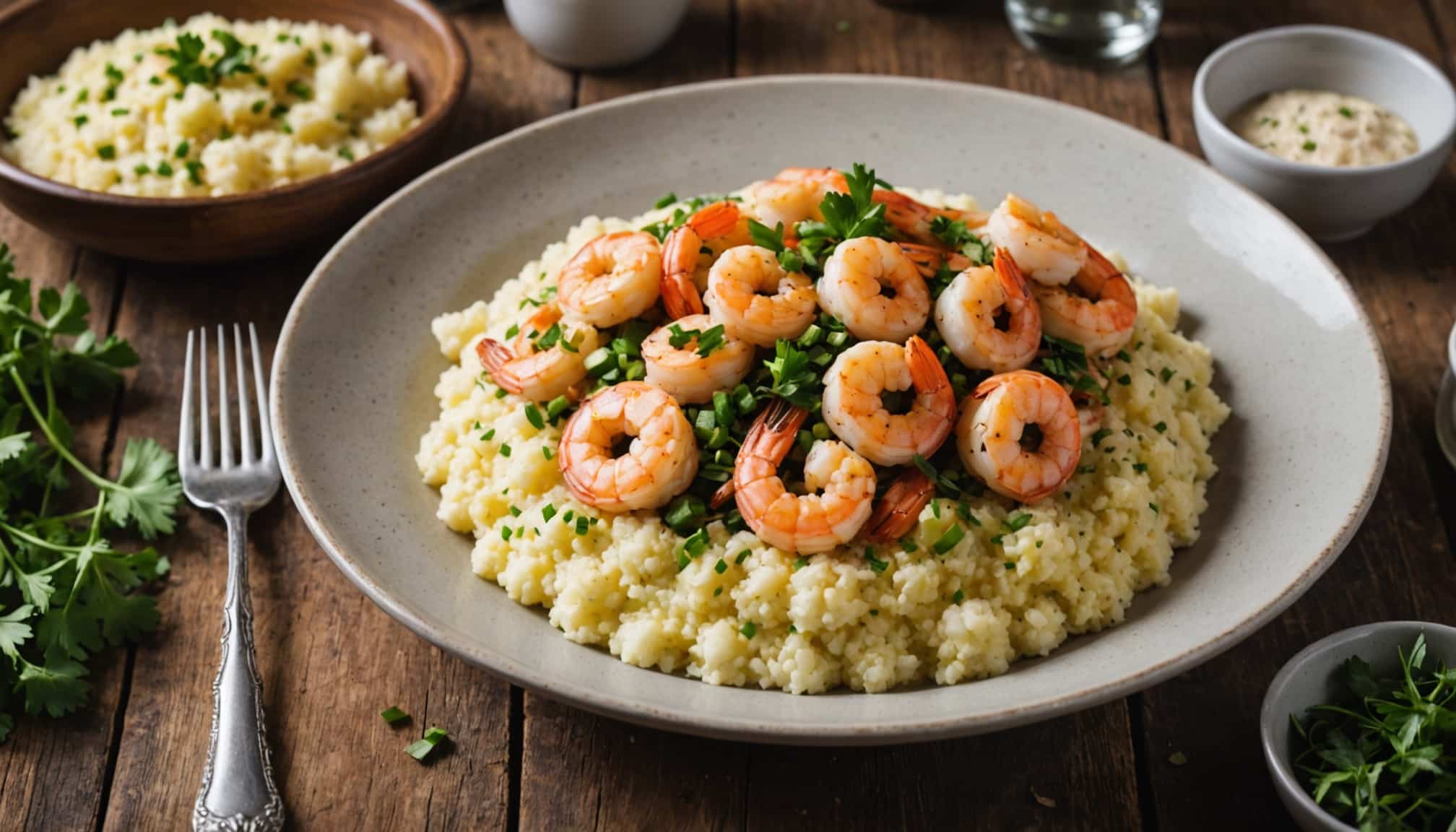 paleo shrimp and cauliflower grits
