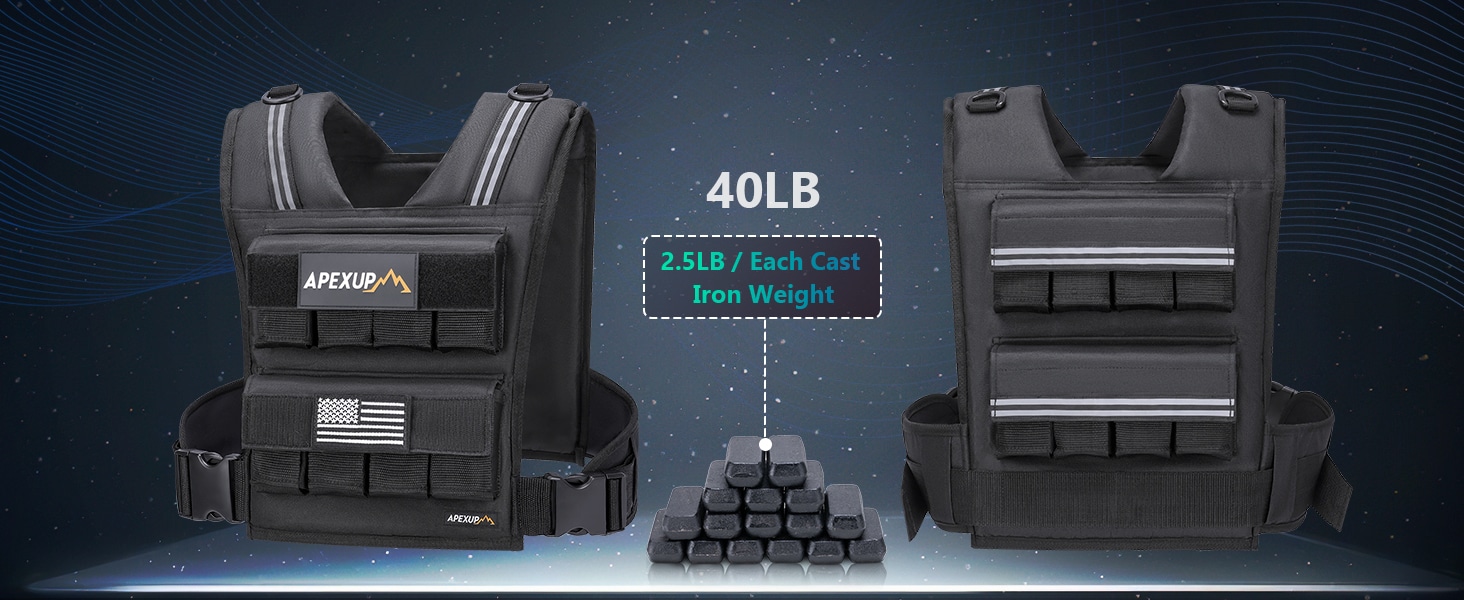 APEXUP Adjustable Weighted Vest (20lbs / 30lbs / 40lbs)