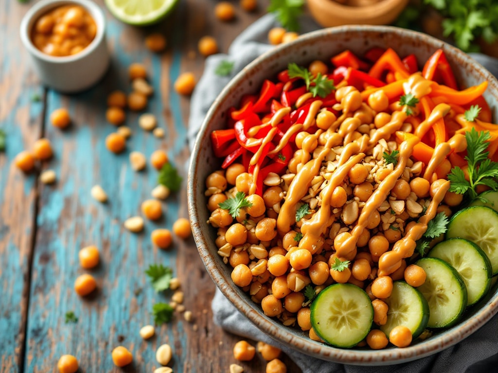 peanut chickpea protein bowls