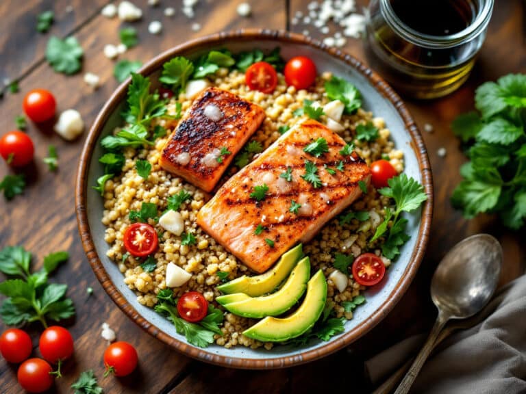 salmon quinoa bowl