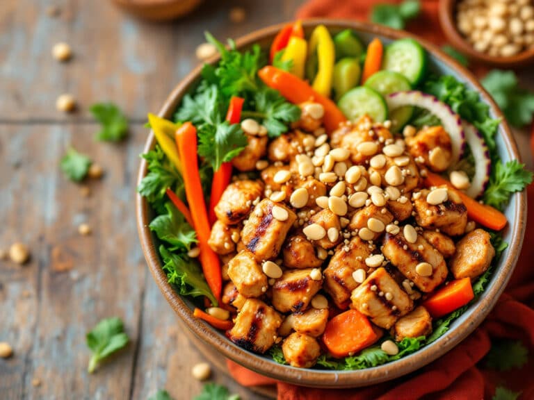peanut chicken protein bowl
