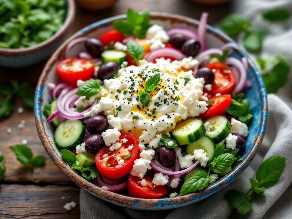 greek salad cottage cheese bowls