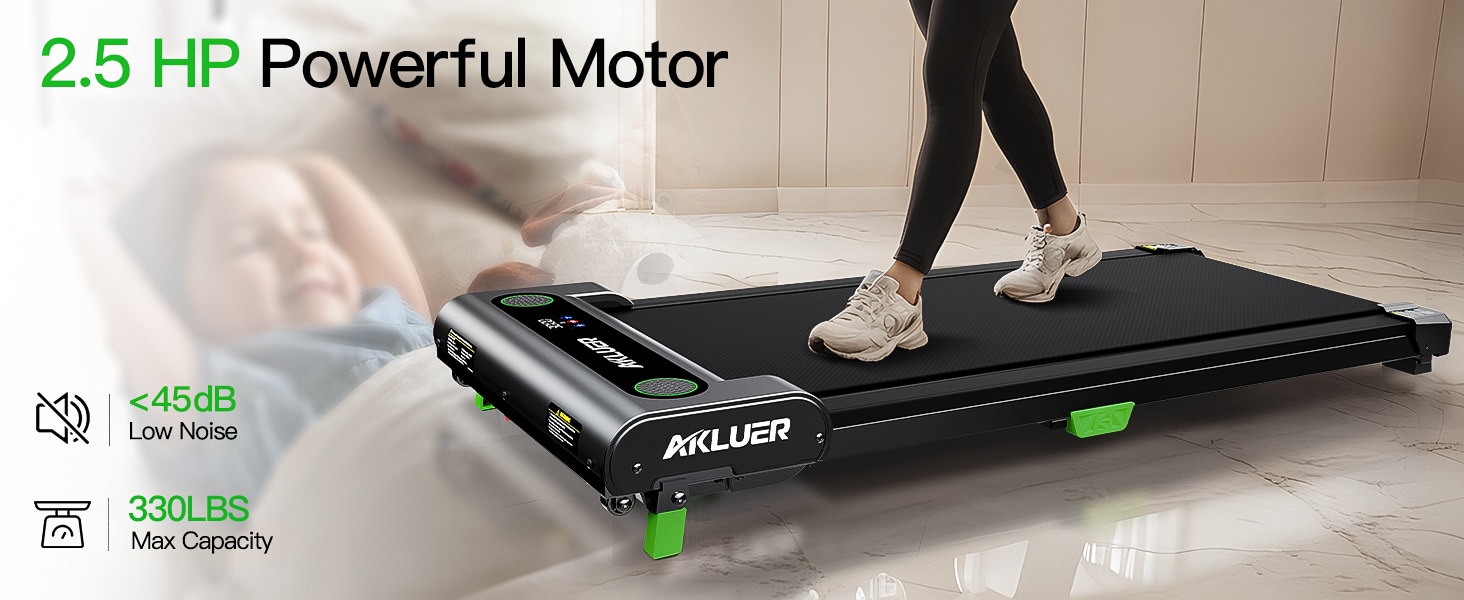 AKLUER Walking Pad Treadmill with Incline – 2.5HP Under Desk Treadmill with LED Display & Remote