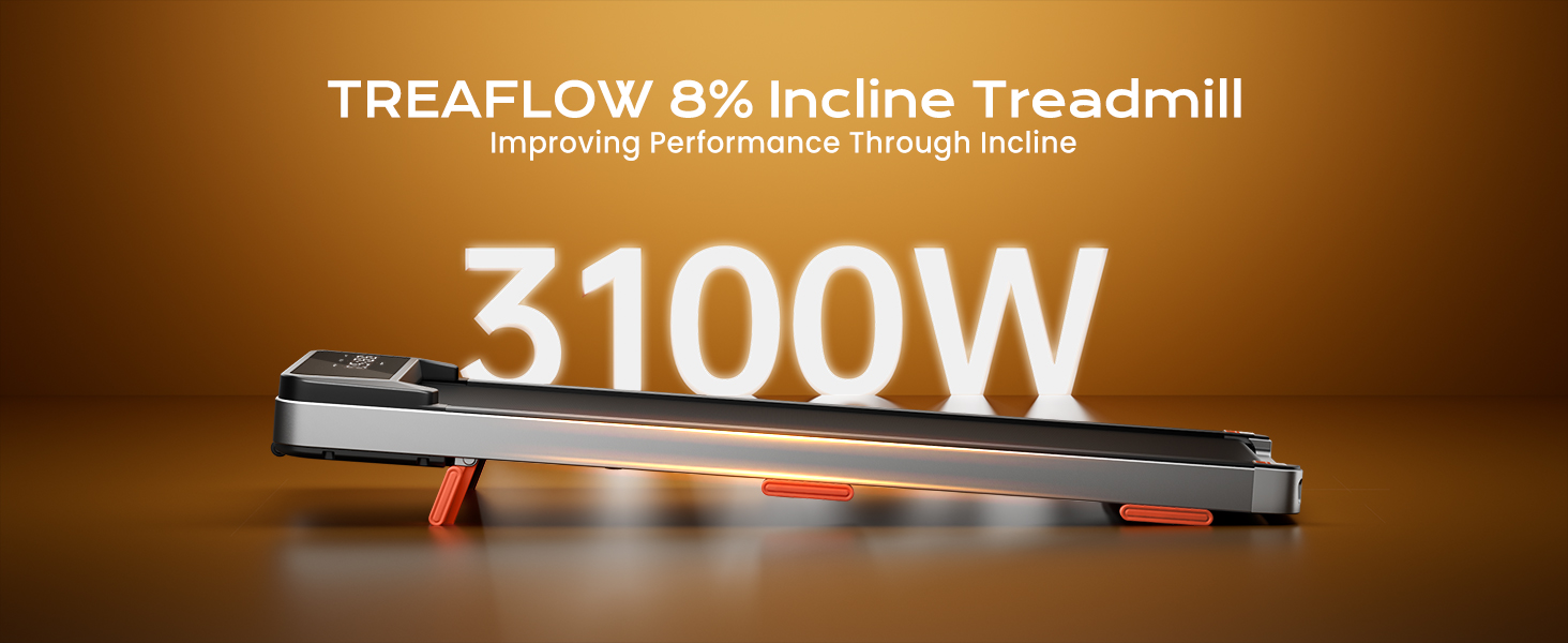 TREAFLOW Walking Pad Treadmill with Incline
