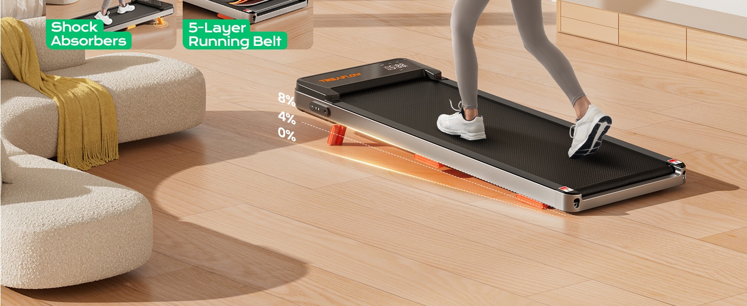 TREAFLOW Walking Pad Treadmill with Incline