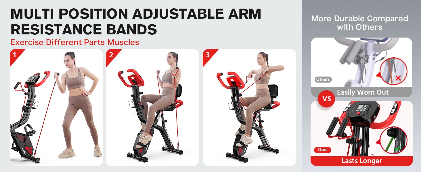 pooboo Folding Exercise Bike – 4-in-1 Foldable Stationary Indoor Cycling Bike