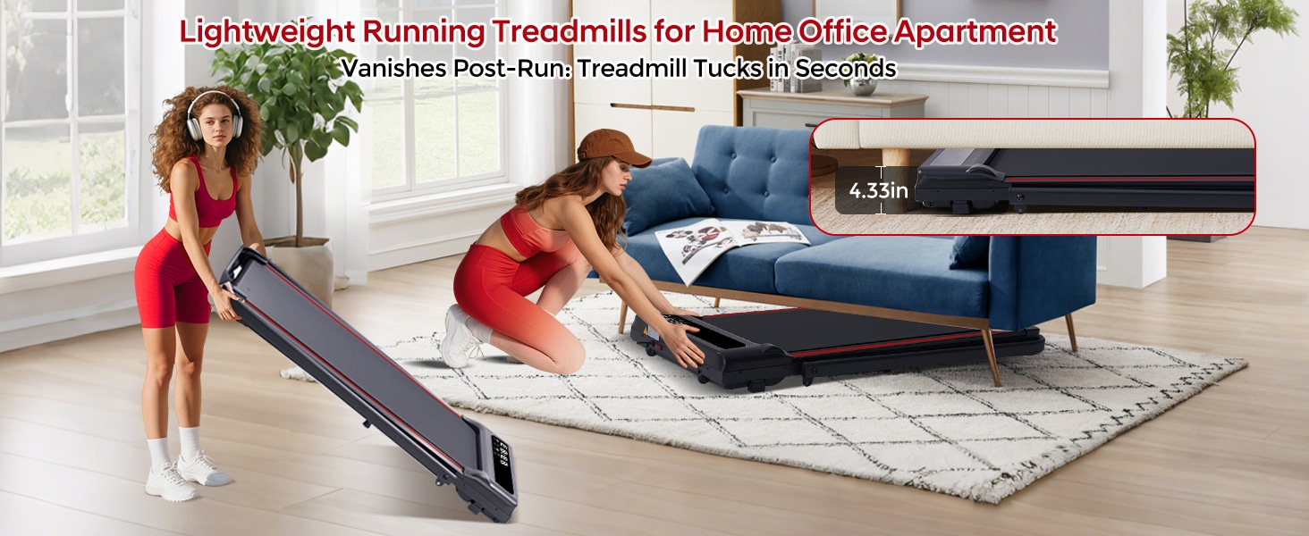 SUOUER Compact Walking Pad Treadmill with Handle Bar