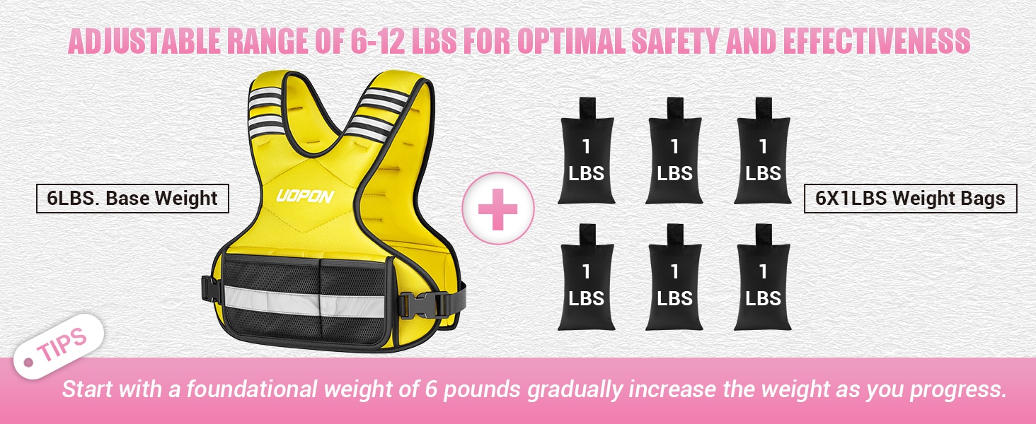UOPON Adjustable Weighted Vest for Women (6-12 lbs)