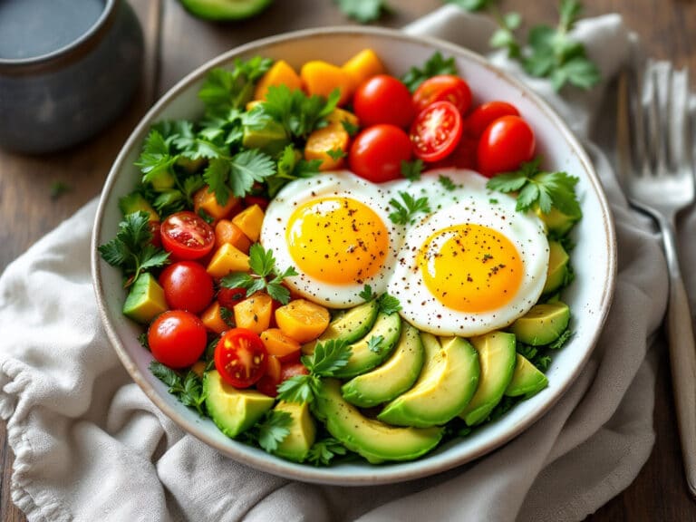 low carb avocado and egg breakfast bowl