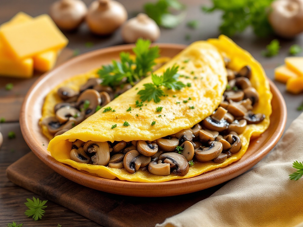 mushroom and swiss omelet