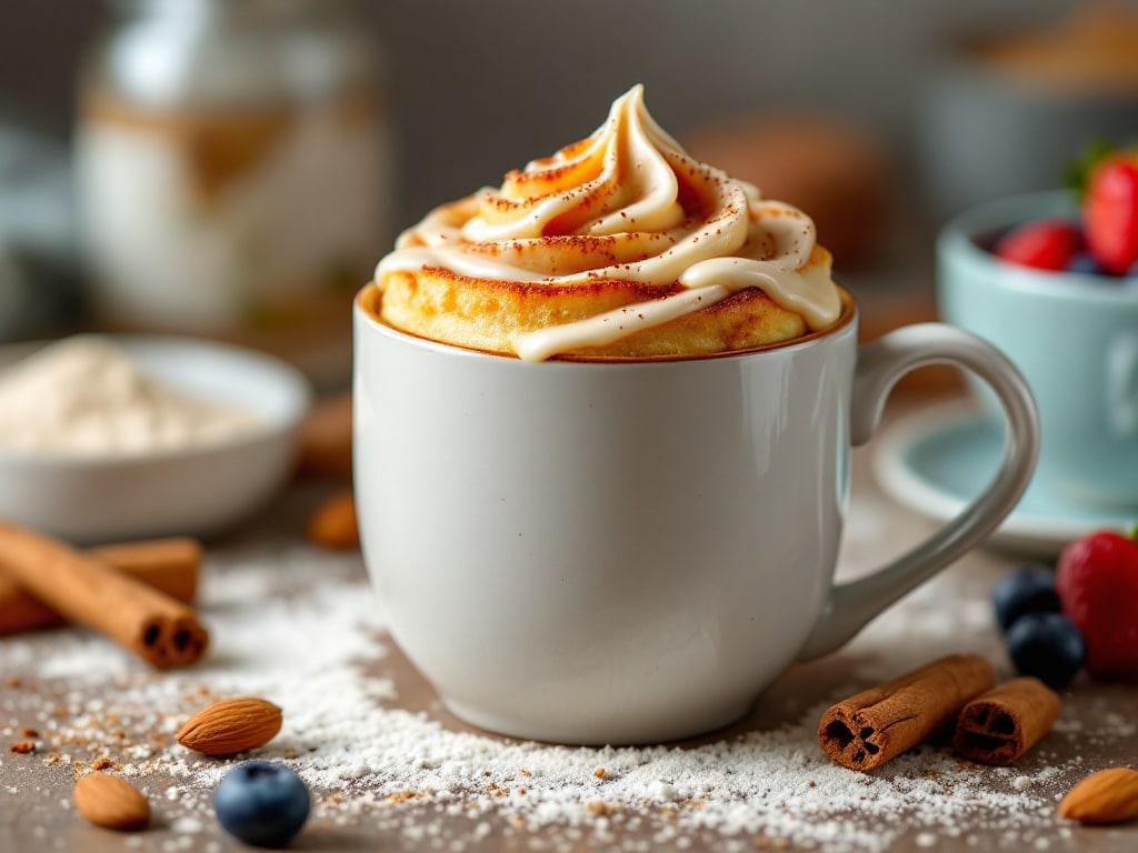 low carb cinnamon roll mug cake