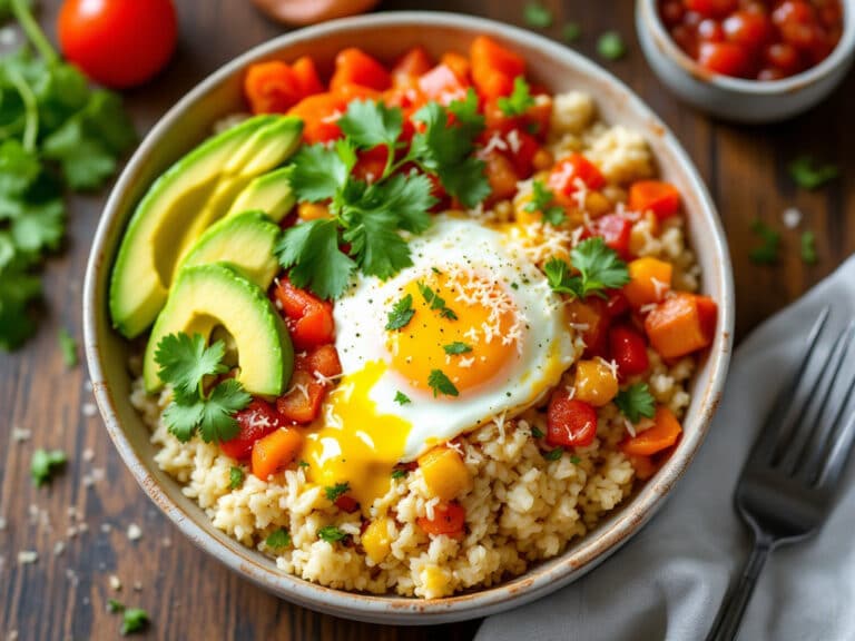 breakfast burrito bowl with cauliflower rice