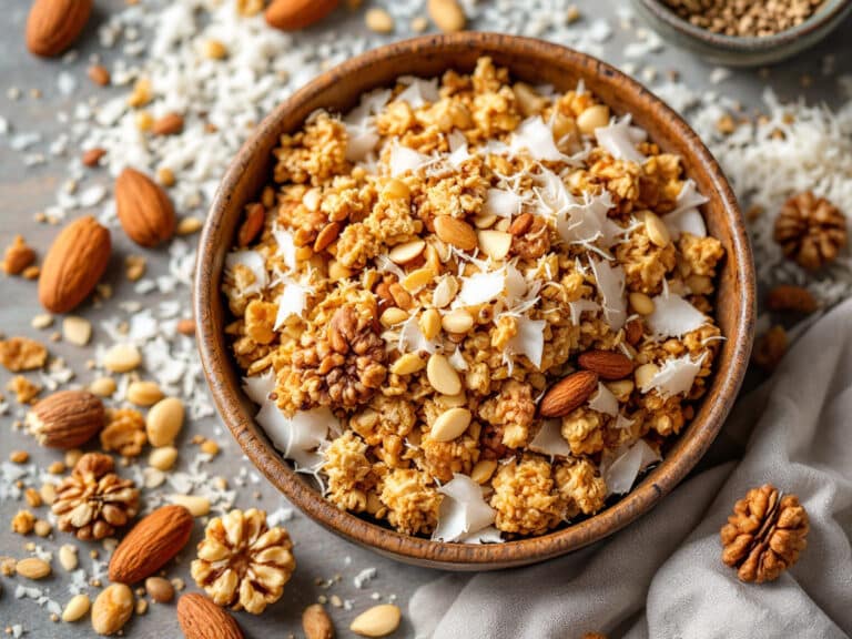 keto granola with coconut and nuts