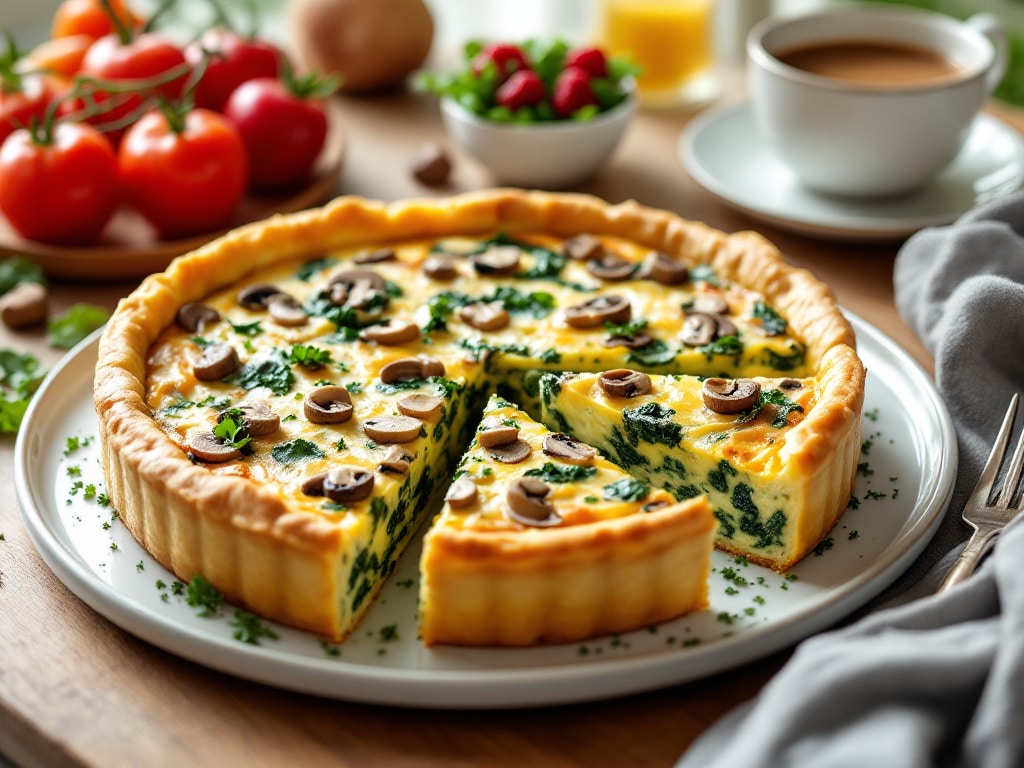 spinach and mushroom breakfast quiche