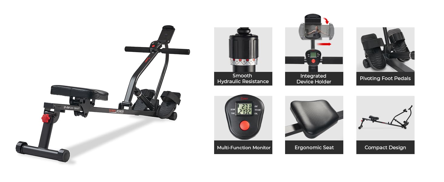 Sunny Health & Fitness Smart Compact Rowing Machine