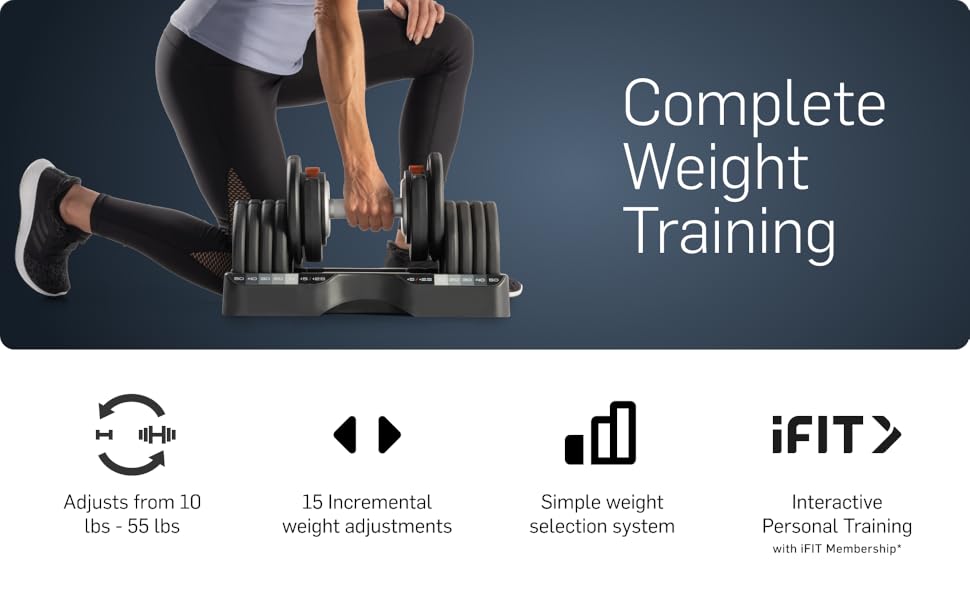 NordicTrack Select-A-Weight 55 lb Adjustable Dumbbell Pair