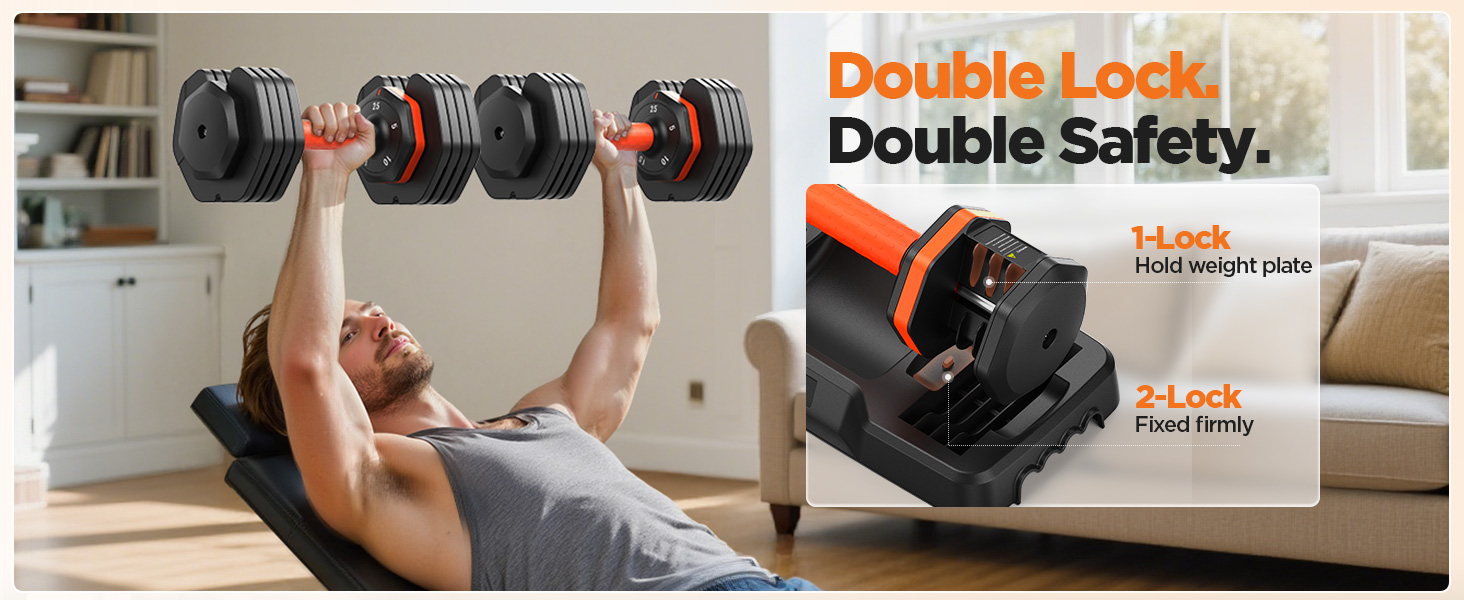 LifeOG Adjustable Dumbbells Set 25LBS Pair