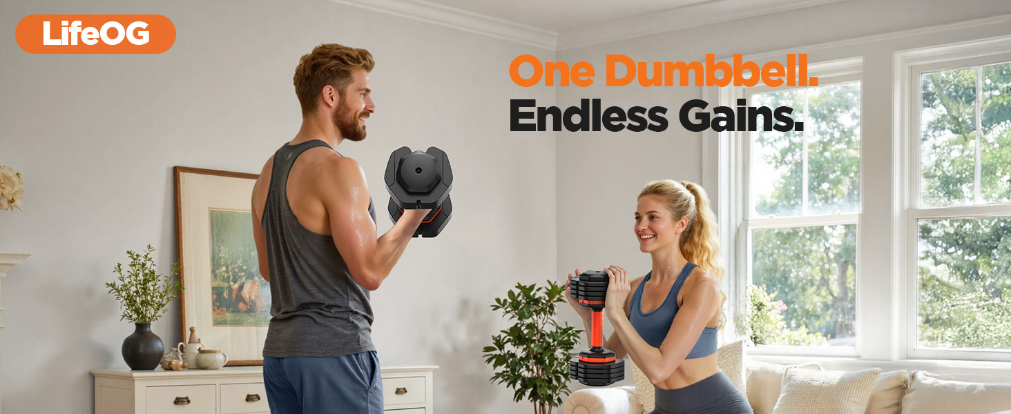 LifeOG Adjustable Dumbbells Set 25LBS Pair