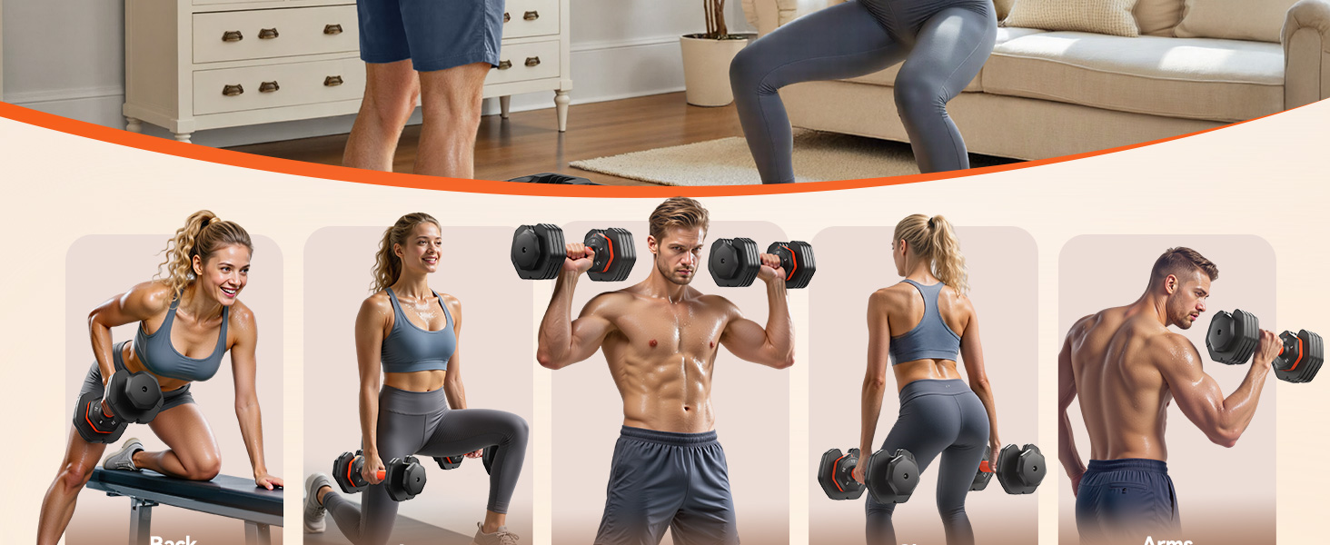 LifeOG Adjustable Dumbbells Set 25LBS Pair