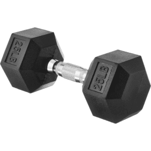 25 Pound Rubber Encased Hex Dumbbell