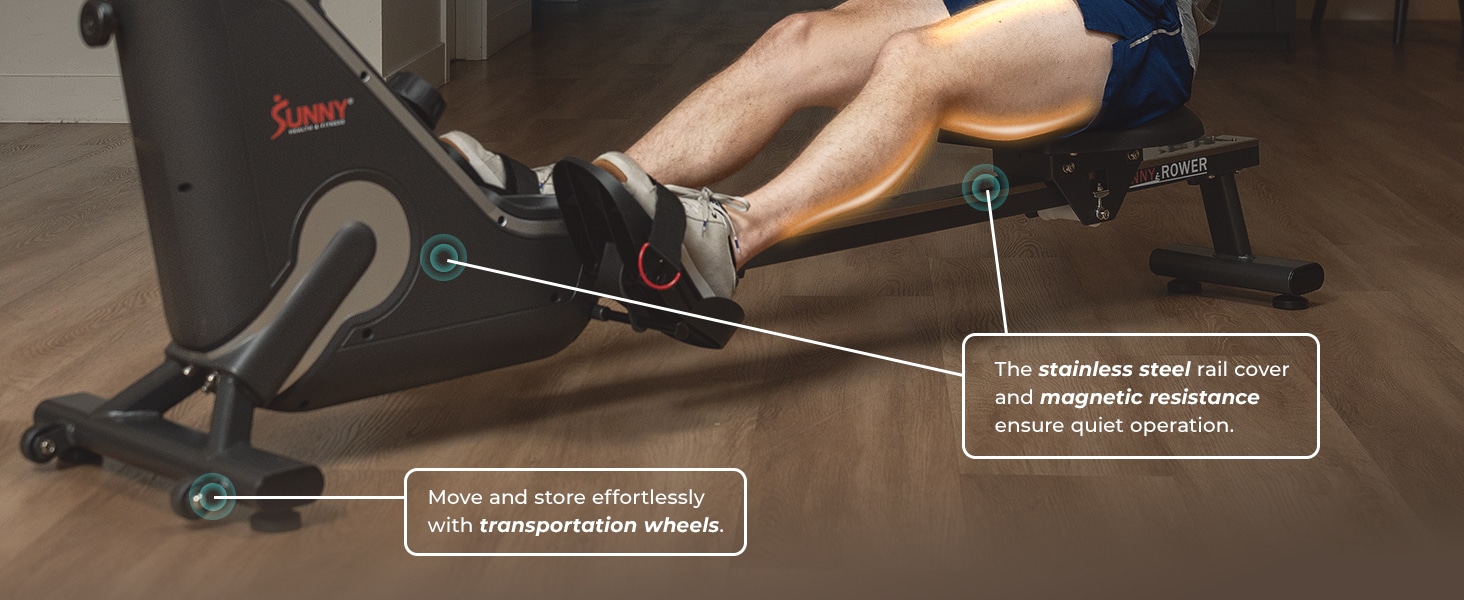 Sunny Health & Fitness Smart Compact Magnetic Rowing Machine