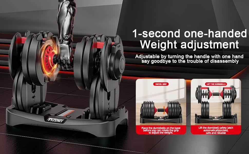 TYZDMY Adjustable Dumbbells Set (52.5 lbs Each, Pair Total 105 lbs)